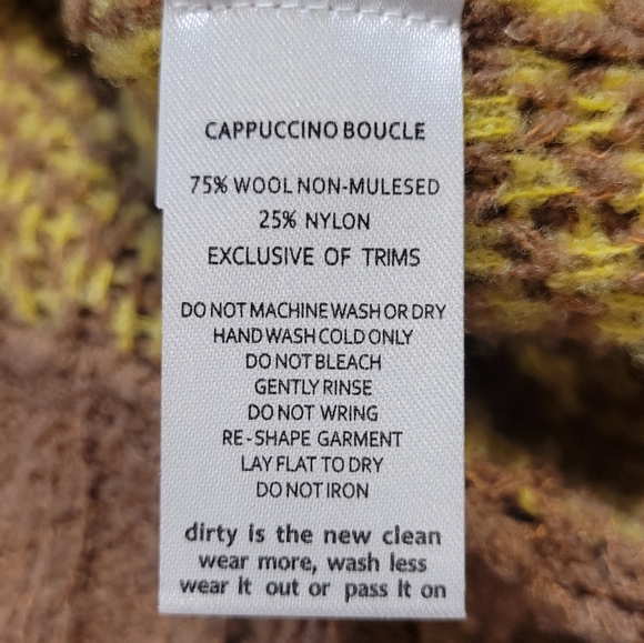 Toad & CO - Cotati Dolman Sweater Wool Cappuccino Boucle Sunshine Print Size XS - Picture 11 of 13